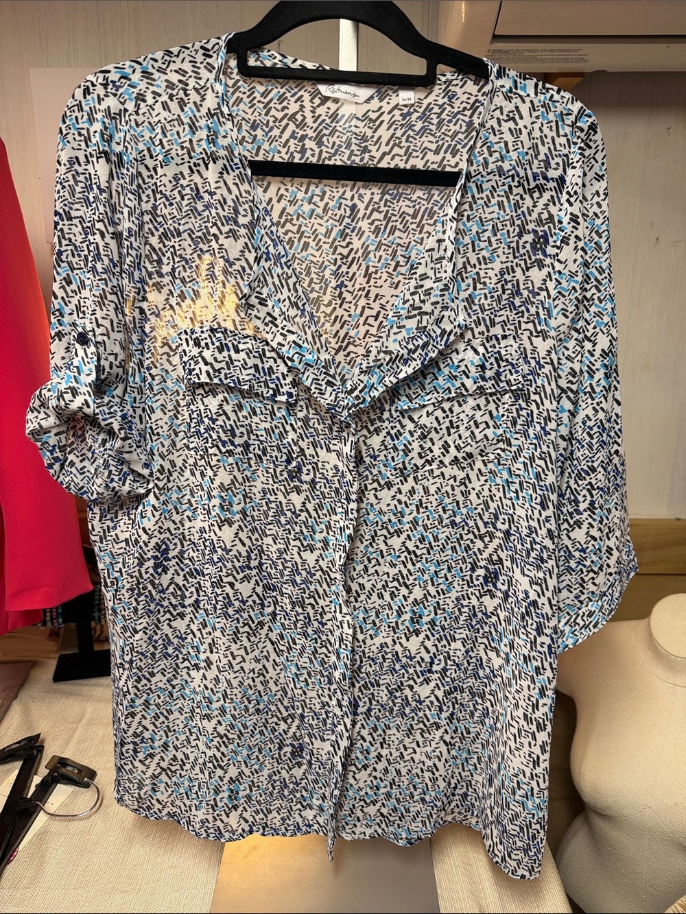 Reitmans Sheer White & blue Top